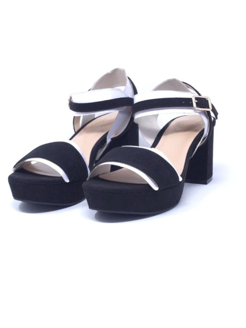 Bandolino Pennie 2 Genuine Suede Block Heel Ankle Strap Sandals Black 6M